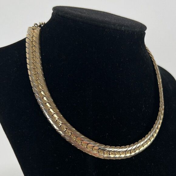 Vintage Y2K Gold Chunky Snake Rope Chain Choker Necklace - Minimal Jewelry - Picture 3 of 7